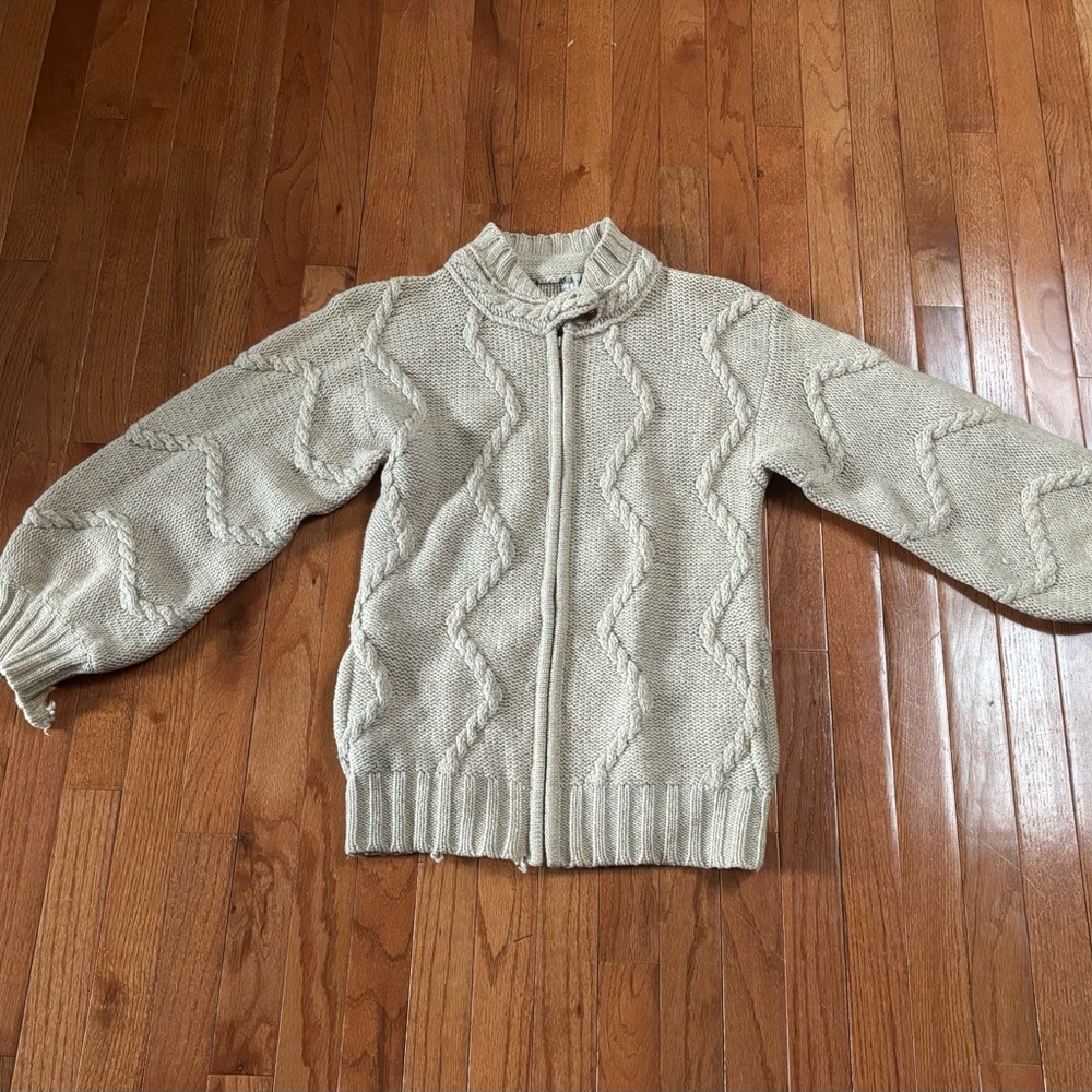 Vintage Cowichan Cream Wool Knit Sweater-M
